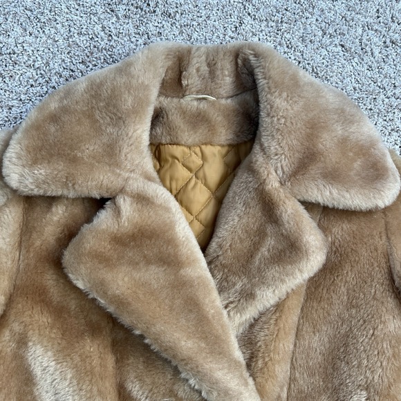 VTG 60's 70's Sears Fashion Place Faux Fur Coat Mid Century Sz M Camel Brown - Picture 2 of 8